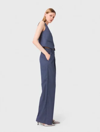 Pantaloni da completo con pieghe e strass