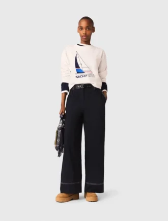 Pantaloni in cotone con cintura in pelle