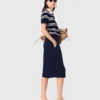 Polo a righe con colletto in strass