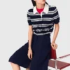 Polo a righe con colletto in strass