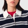 Polo a righe con colletto in strass