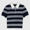 Polo a righe con colletto in strass