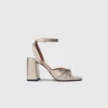 Sandali con tacco in pelle metallizzata Sandali con tacco in pelle metallizzata