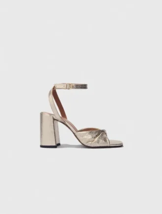 Sandali con tacco in pelle metallizzata