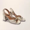 Sandali con tacco in pelle metallizzata Sandali con tacco in pelle metallizzata