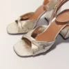 Sandali con tacco in pelle metallizzata Sandali con tacco in pelle metallizzata