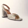 Sandali con tacco in pelle metallizzata Sandali con tacco in pelle metallizzata