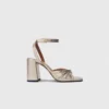 Sandali con tacco in pelle metallizzata Sandali con tacco in pelle metallizzata