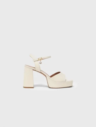 Sandali con zeppa in pelle
