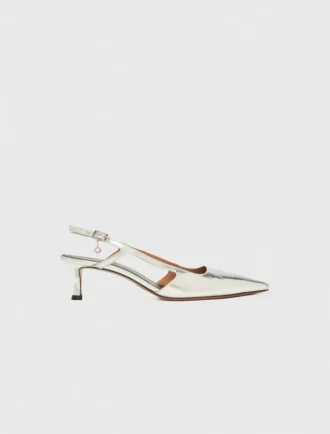 Scarpe con tacco alto e cinturini in pelle argentata