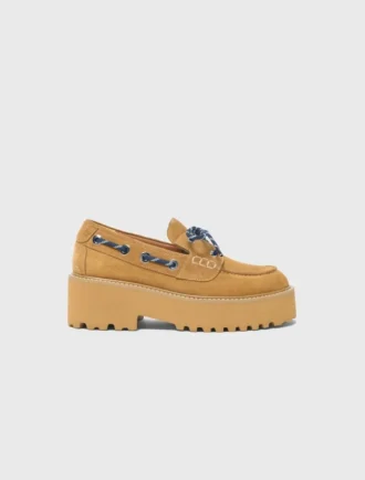 Scarpe da barca con plateau in pelle scamosciata