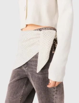 Sciarpa triangolare in lana con strass