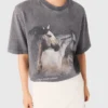 T-shirt con stampa a cavalli