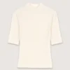 Top a costine in cotone e seta Top a costine in cotone e seta