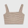 Top a spalline con strass a quadri