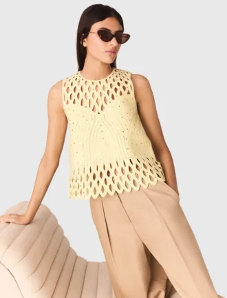 Top all’uncinetto con strass
