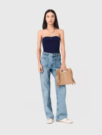 Top bustier in maglia a contrasto