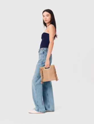 Top bustier in maglia a contrasto