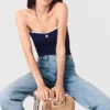Top bustier in maglia a contrasto Top bustier in maglia a contrasto