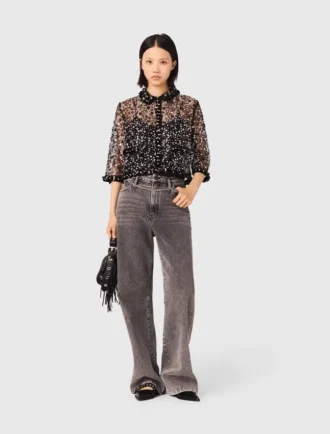 Top con paillettes floreali