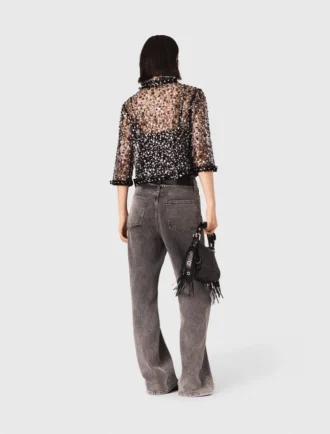 Top con paillettes floreali
