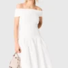 Top con scollo bardot in maglia a costine Top con scollo bardot in maglia a costine
