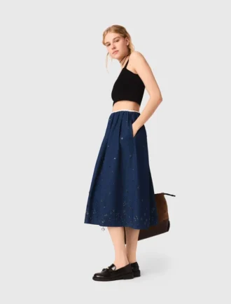 Top corto in maglia con spalline
