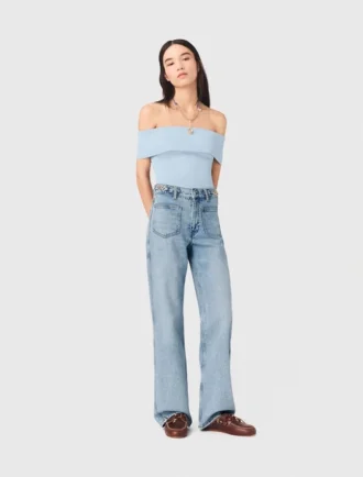Top in maglia a costine Bardot