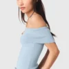 Top in maglia a costine Bardot