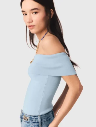 Top in maglia a costine Bardot