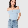 Top in maglia a costine Bardot