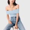 Top in maglia a costine Bardot