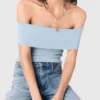 Top in maglia a costine Bardot