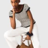 Top in maglia a costine con scollo a barchetta Top in maglia a costine con scollo a barchetta