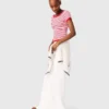 Top in maglia a righe con scollo a barchetta