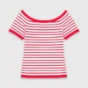 Top in maglia a righe con scollo a barchetta