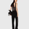 Top in maglia con spalline e strass