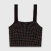 Top in maglia con spalline e strass
