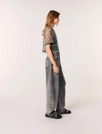 Top in tulle ricamato