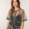 Top in tulle ricamato