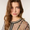 Top in tulle ricamato