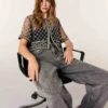 Top in tulle ricamato