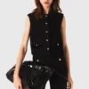 Top in tweed con colletto rimovibile Top in tweed con colletto rimovibile