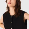 Top in tweed con colletto rimovibile Top in tweed con colletto rimovibile