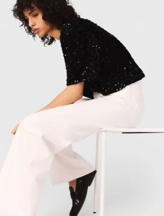 Top in velluto con paillettes