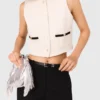 Top senza maniche in tweed lurex Top senza maniche in tweed lurex