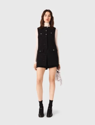 Tuta in tweed con strass Tuta in tweed con strass