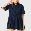Vestito a palloncino in cotone a maniche corte