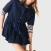 Vestito a palloncino in cotone a maniche corte