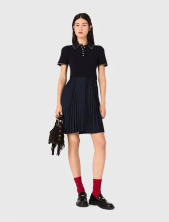 Vestito con colletto polo mini plissettato